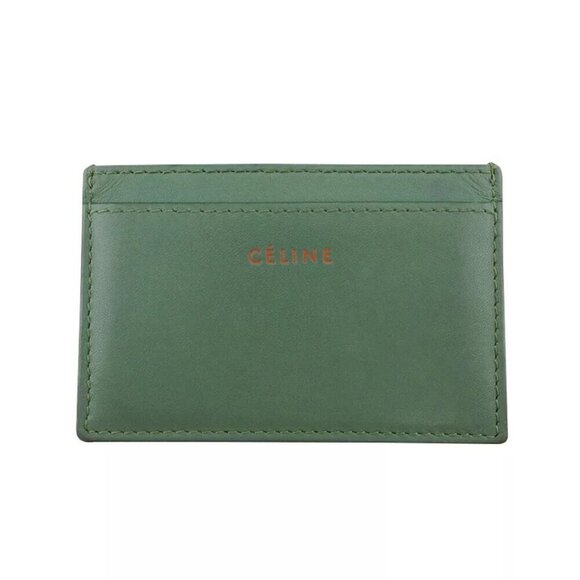 CELINE Card Case Logo Orange Leather Authentic USED - Picture 1 of 16